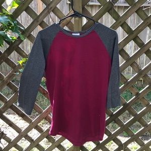 2pc set purple base ball tee and red long sleeve